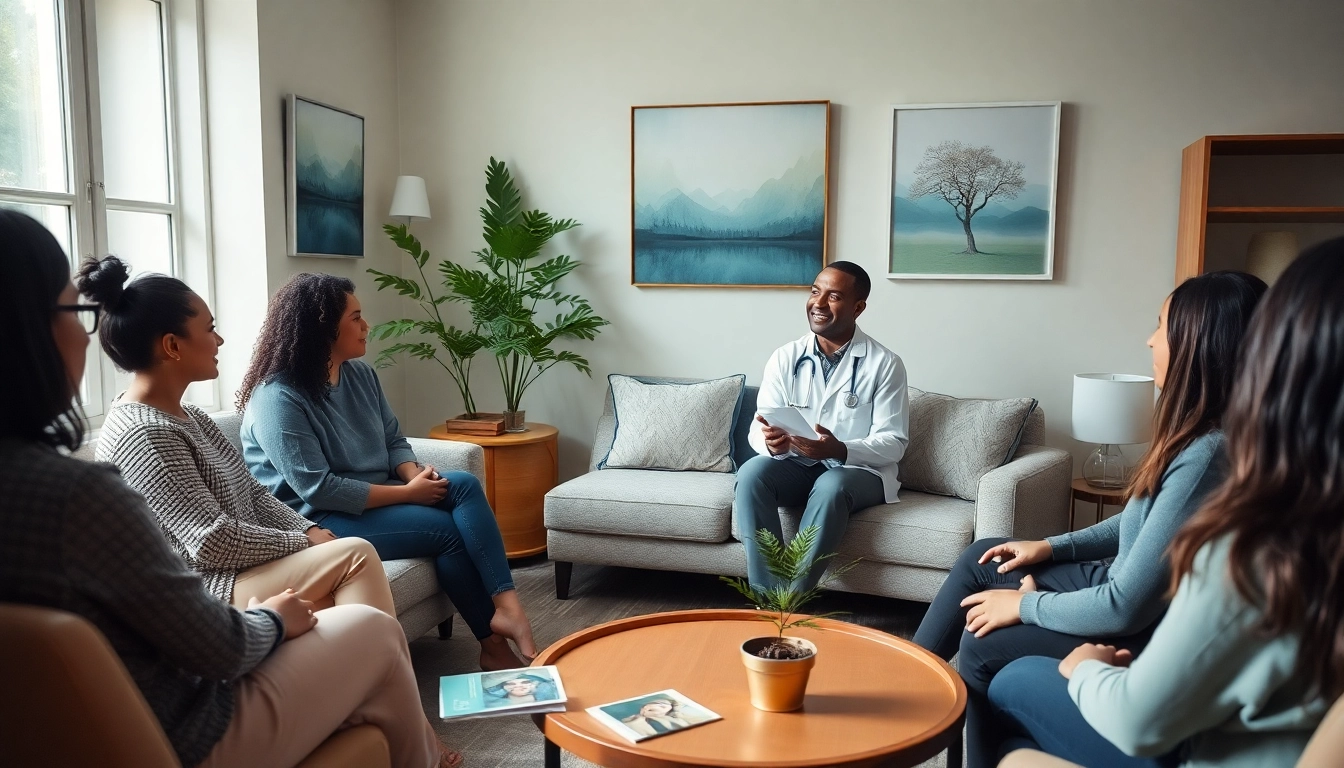 Mental health awareness discussion in a supportive group therapy setting.