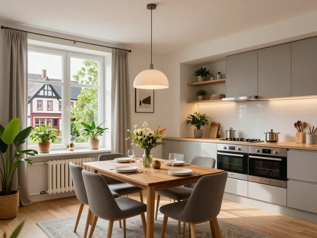 Gestylte Wohnung, die die Angebote von Immobilienmakler Frankfurt Eckenheim präsentiert, mit modernem Dekor und einladender Atmosphäre.