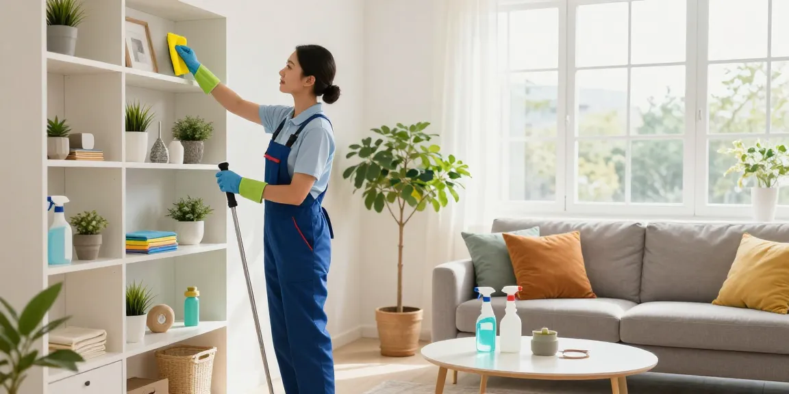Professional cleaner providing shining services for reinigungsfirmen in bern in a bright living room.