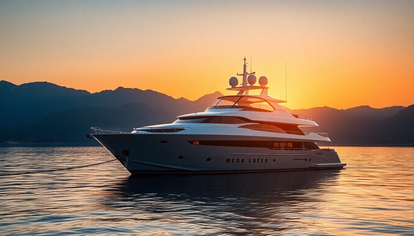 Erleben Sie die Mega Lüfer Yachts in einer traumhaften Umgebung mit atemberaubendem Sonnenuntergang.