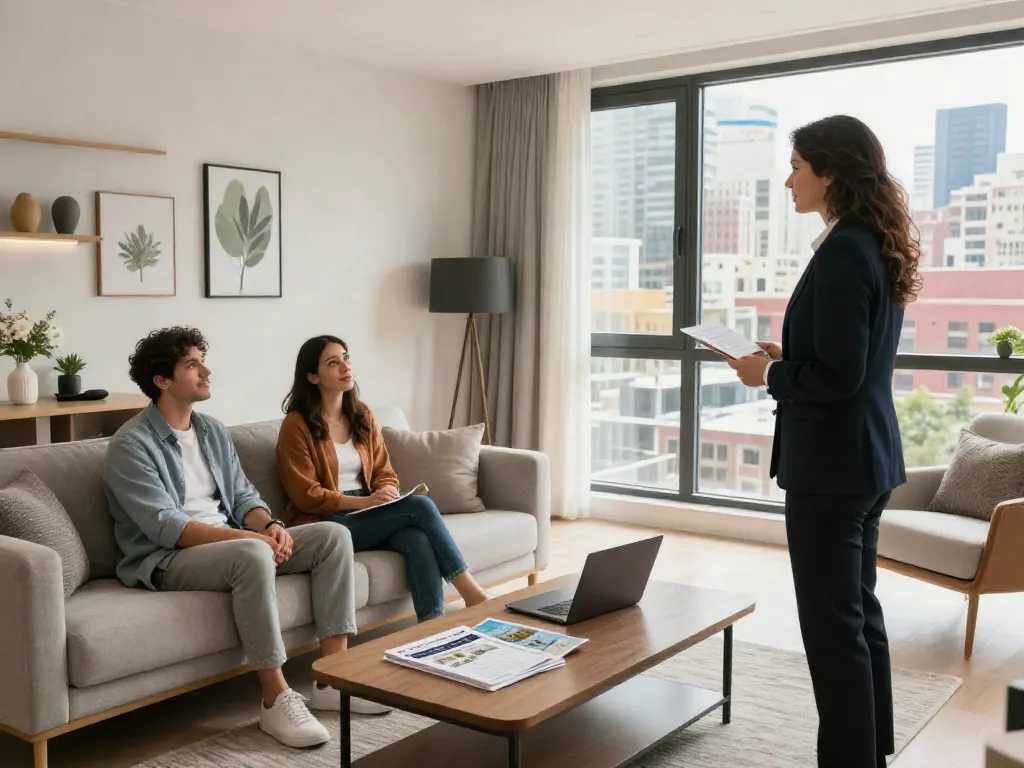 Bester Immobilienmakler Frankfurt zeigt eine stilvolle Wohnung mit natürlichem Licht und moderner Einrichtung.