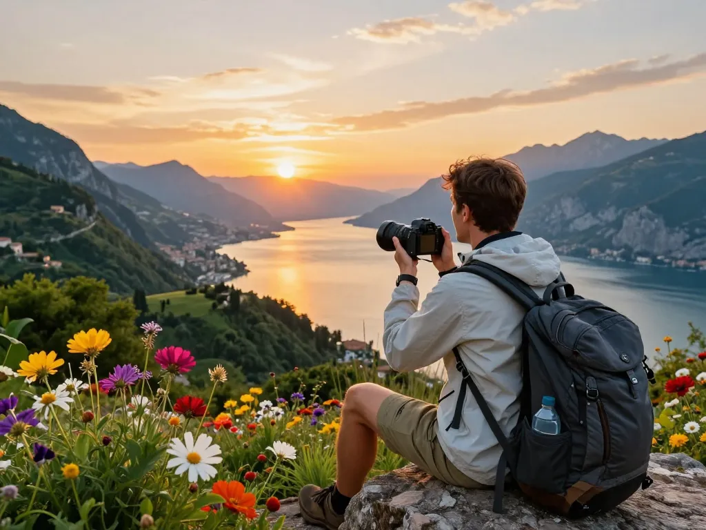 Genießen Sie einen atemberaubenden Sonnenuntergang während Ihres Urlaubs am Gardasee, umgeben von der Natur.