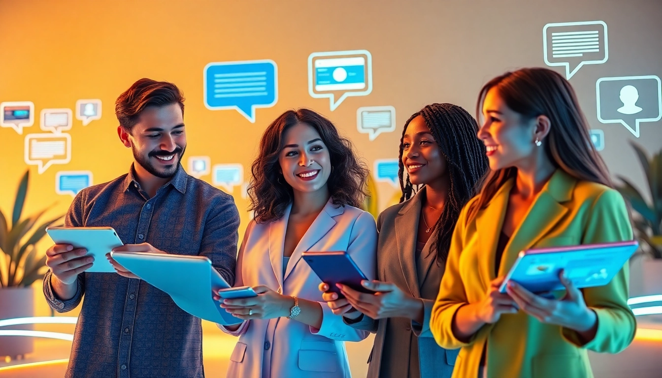 Users engaging with Crushon AI, featuring customizable AI personas on digital devices, reflecting innovative technology.