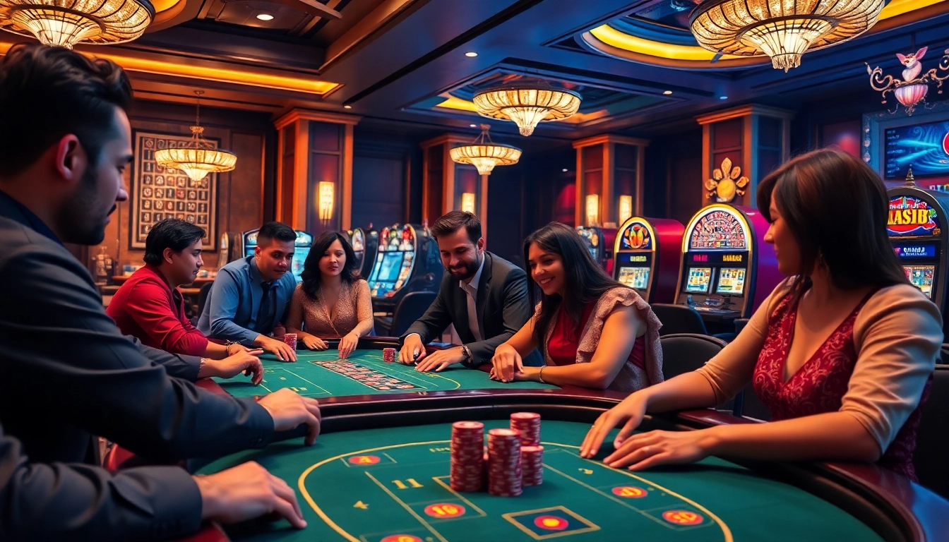 Experience thrilling gameplay at https://www.jl55.one/ with a vibrant casino scene of poker players.