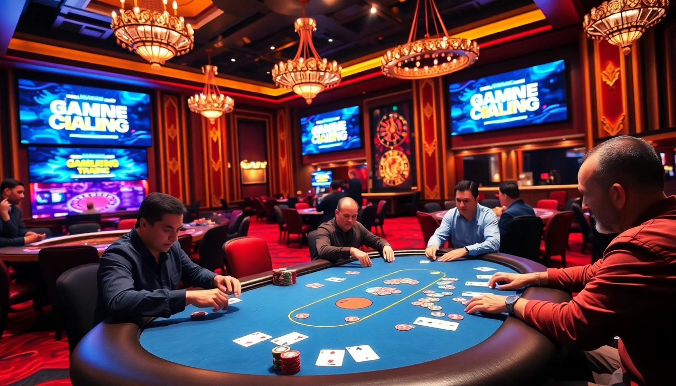 Experience excitement at gamebaidoithuong.trading with high-stakes poker and vibrant casino lights.