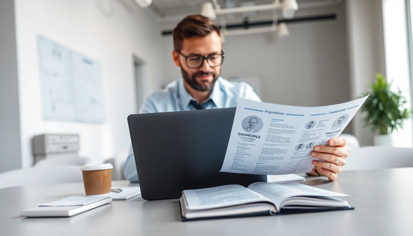 Headhunter Ingenieure analysiert Bewerbungen in einem modernen Büro.