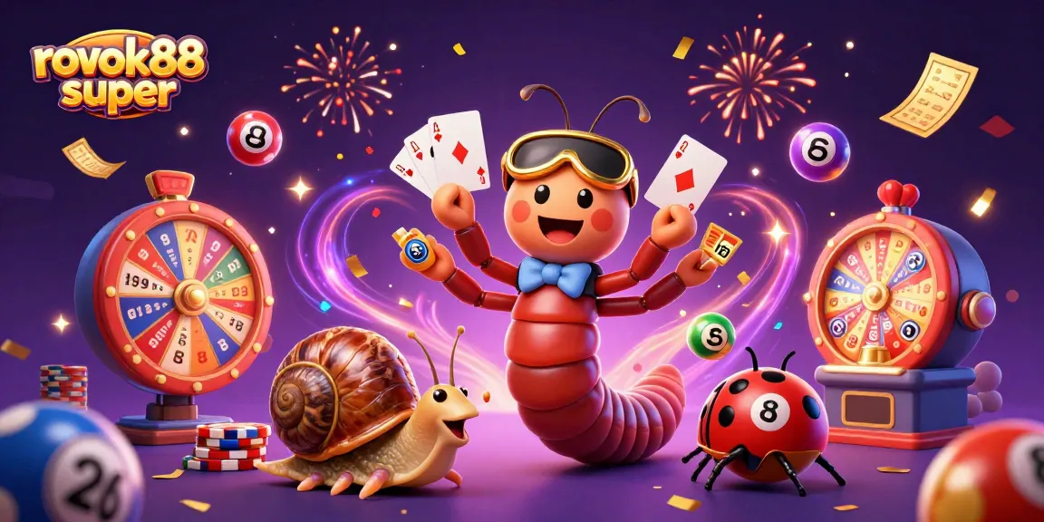 Experience the thrill of rokok88 super as a vibrant casino scene unfolds with lively characters and dynamic gaming elements.