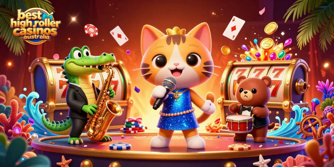 Experience the best high roller casinos australia with vibrant cartoon characters and dynamic gaming elements.